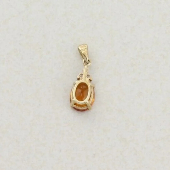 Pendant Only 10k Yellow Gold Natural Citrine and Diamond Pendant - Picture 6 of 6